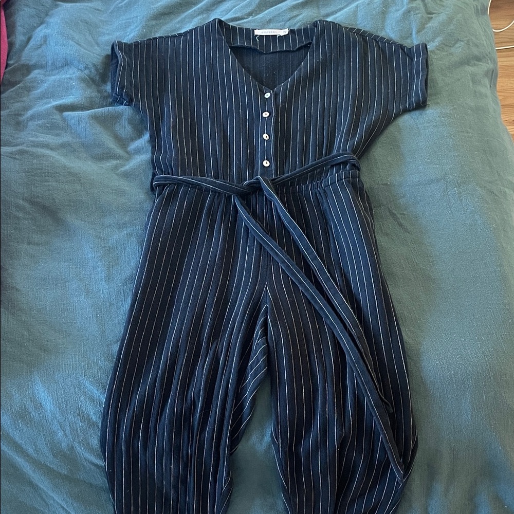 Cotton striped romper/jumpsuit